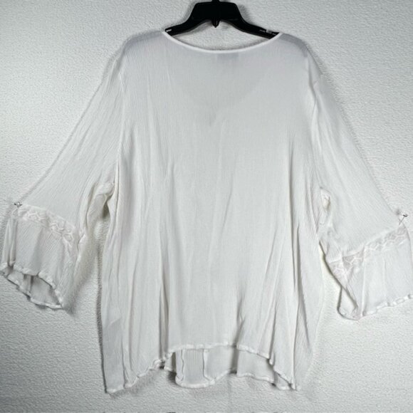 Carolyn Taylor Women’s Lace-detailed Blouse, 3/4 Bell Sleeves Plus Size 3X - Picture 5 of 7